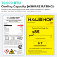 thumbnail image 4 of HAUSHOF 10,000 BTU ASHRAE (6,000 BTU DOE) Portable Air Conditioner for Rooms up to 450 Sq.Ft, 4-in-1 Portable AC Unit with Cool, Fan, Dry & Sleep Modes, Remote Control, Window Kit Included, White, 4 of 12