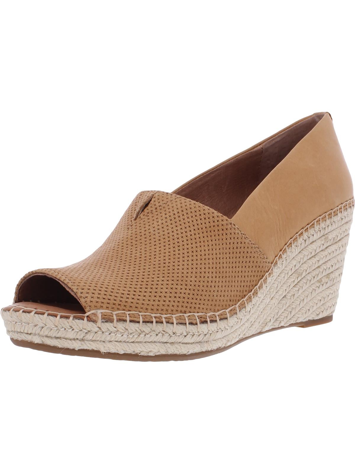 Leather Wedge Sandals Tan 