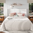 thumbnail image 2 of Frostbloom Queen Size Velvet Upholstered Platform Bed Frame with Wingback Headboard, No Box Spring Needed, White, 2 of 8