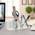 thumbnail image 4 of Pen Holder 4 Compartments Acrylic Pencil Cup Desktop Makeup Organizer Office Supplies White Paper Texture, 4 of 7