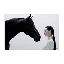 Stupell Industries Sleek Black Horse & Girl People Painting Wrapped Canvas Art Print Wall Art, 30 x 20