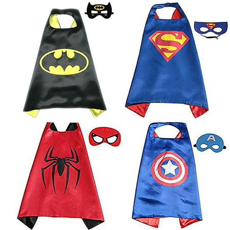 Superhero Costumes 4pcs Capes with Masks For Kids Boys Holiday Birthday Dress Up Party Christmas Xmas
