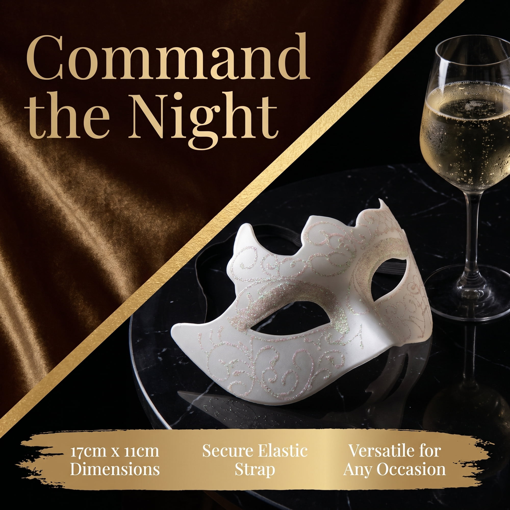 Unique Bargains Venetian Masquerade Mask for Halloween Costume Party White 6.7" x 4.3"