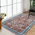 thumbnail image 2 of Hasoo Area Rug 4x6 Persian Area Rug for Living Room Vintage Floor Mat Non-Shedding Machine Washable Rug Non-Slip Distressed Patio Floor Cover for Bedroom, Red, 2 of 5
