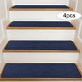 thumbnail image 4 of SHEIGUANNI Stair Treads for Wooden Steps Indoor, 4 Pack 8" X 30" Non Slip Carpet Stair Treads for Kids Elders and Dogs, Surface Polyester TPR Backing Stair Rugs-Navy, 4 of 8