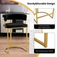 thumbnail image 7 of Set of 2 Beige Modern Velvet Bar Stools with Barrel Backrest, Upholstered Seat, and Gold Metal Footrest 25.6 Inch Seat Height, Ideal for Counters, Home Bars, and Kitchen Islands, 7 of 7