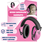 My Happy Tot Noise Cancelling Headphones for Kids, Adjustable Baby Ear Protection Earmuffs with Ergonomic Design - Pink Noise Cancelling Headphone Earmuffs