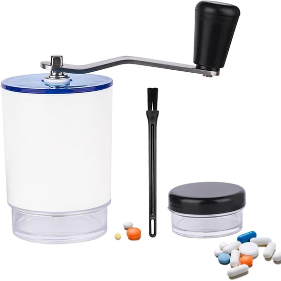 Pill Crusher, Pill Crusher fine Powder, Pill Crushers for Elderly, Ceramic Pill Grinder, Holds Up to 1-30 Pills, for Feeding Tube, Kids, Pets and Arthritis（ with 2 Pillbox）