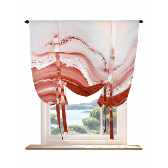 Res Waves Abstract Tie Up Curtains for Windows 63 Inch Length Balloon Curtains Kitchen Adjustable Balloon Window Shade Modern Fluid Water Ripple Striped Tie Up Valance Bathroom Curtain Window 46"x63"