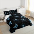 thumbnail image 3 of Manfei Dreamy Butterfly Child Queen Comforter Set, Blue Dandelion Bedding Comforter Set, Mystic Starry Sky Bedding Set, Lightweight Room Decor, 3-Piece, 3 of 8