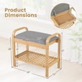 thumbnail image 3 of Gymax Shoe Rack Bench Bamboo W/Cushioned Seat&Storage Shelf Padded Seat Shoe Bench, 3 of 10