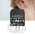 thumbnail image 2 of xeoereki 9 Pairs Earring Rhinestone Inlaid Jewelry Gift Alloy Stud Hoop Earrings Set for Dating Silver, 2 of 8