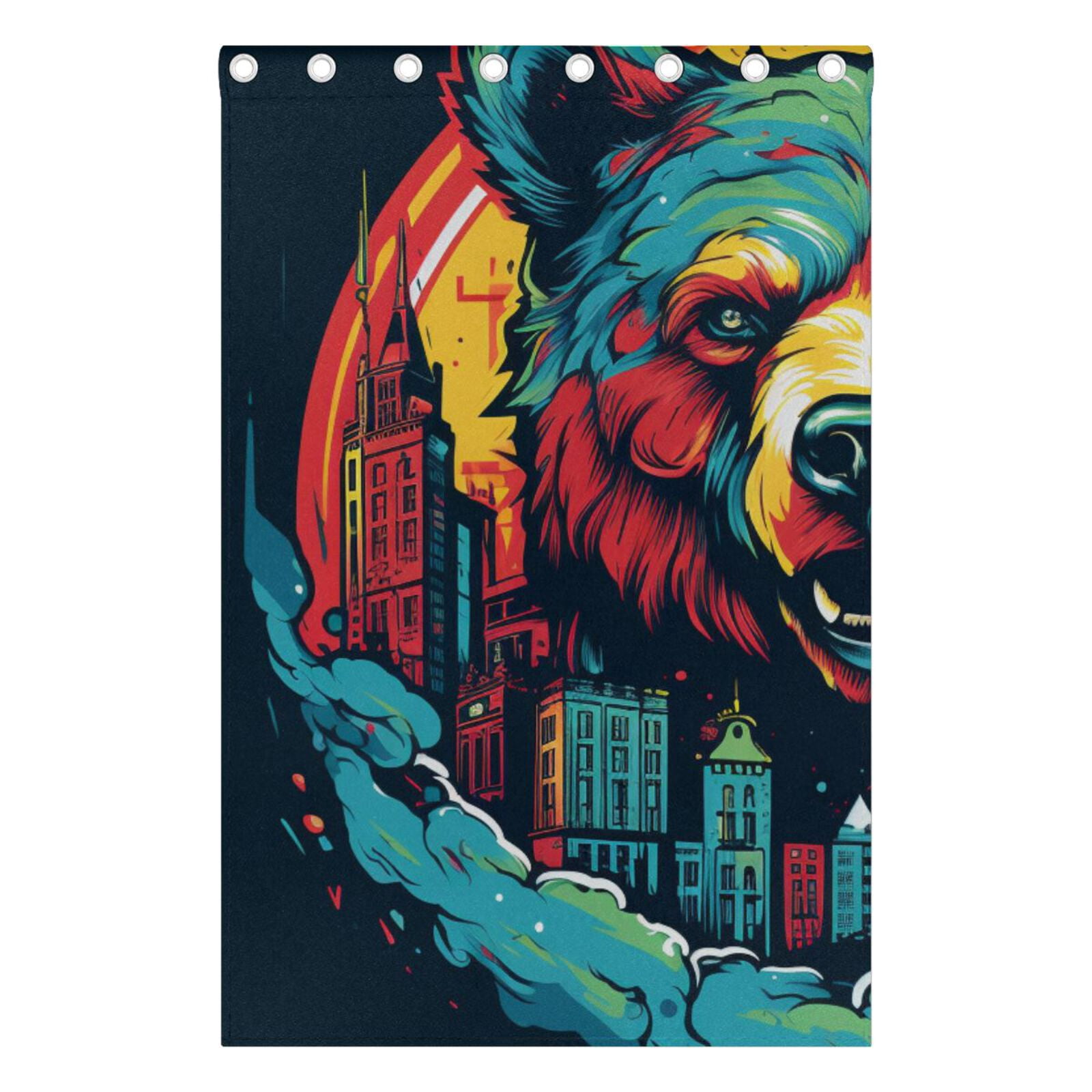 Bear Houses Black Out Curtains 72 Inch Length Curtains for Sliding Glass Doors Bedroom Living Room 2 Pack