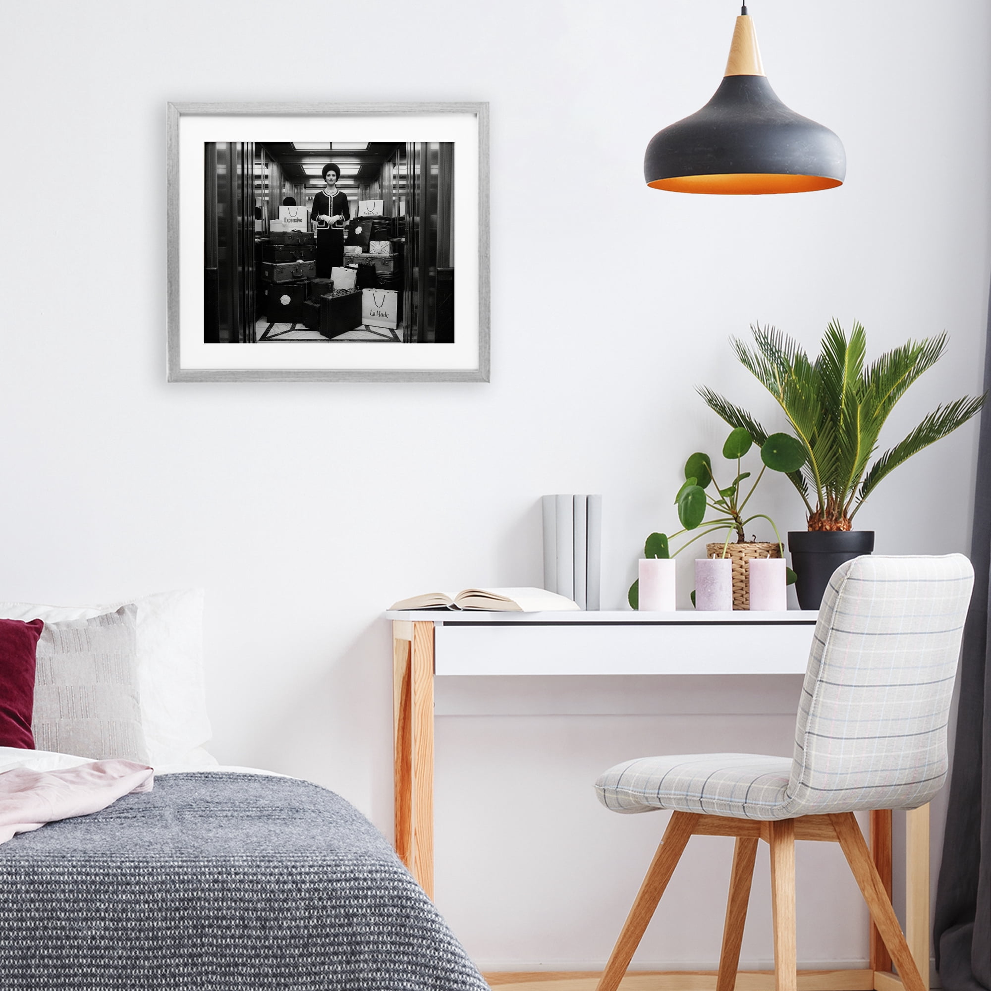 Stupell Industries Elevator Chic Shopping Gray Framed Print Under Glass, design by A Barefoot Stylist