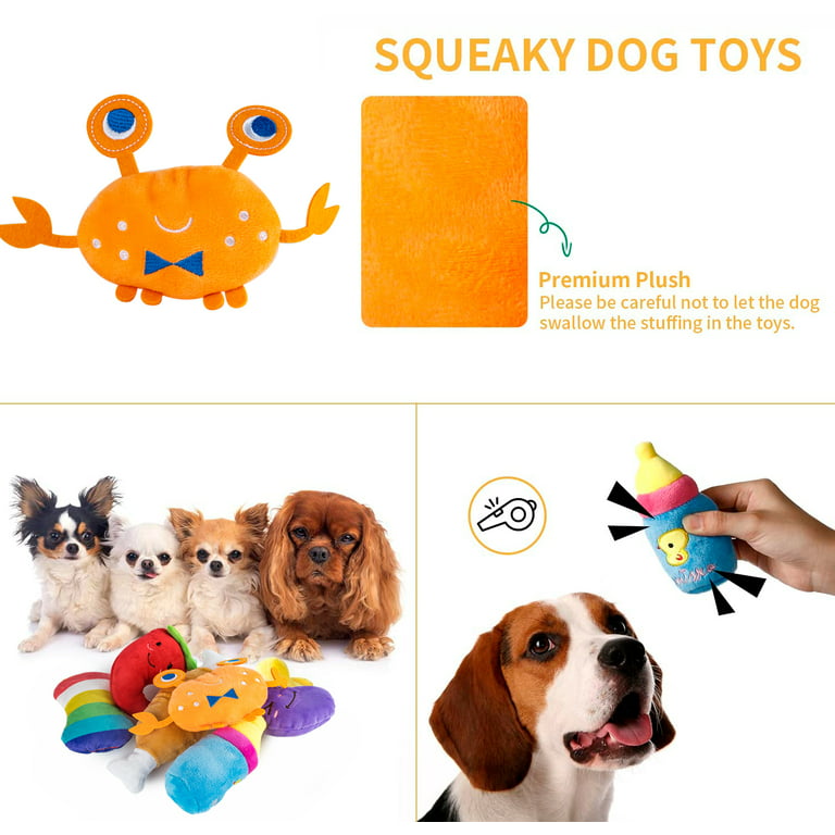 SHARLOVY Dog Squeaky Toys No Stuffing 3 Pack Dog Toys Crinkle Dog Toys for Small Dogs Durable Dog Chew Toys Plush Cute Animals Natural Puppy Toys for