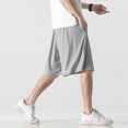 thumbnail image 5 of Aayomet Men Shorts Casual Elastic Waist Drawstring Summer Beach Shorts (Grey, L), 5 of 5
