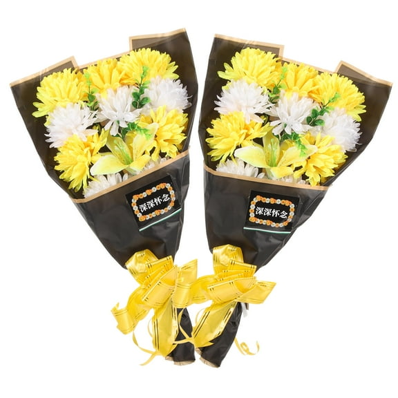 GAXIRE Cemetery Flower Arrangements 2 Pieces Tomb Decorations Assorted Colors for Grave Memorial