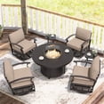 thumbnail image 2 of ALAULM Aluminium Patio Furniture Set with Swivel Chairs, 4-Seater Metal Outdoor Furniture Patio Sectional Sofas Patio Conversation Set with 5.1" Cushions For Patio, Backyard, Poolside - Sand, 2 of 8