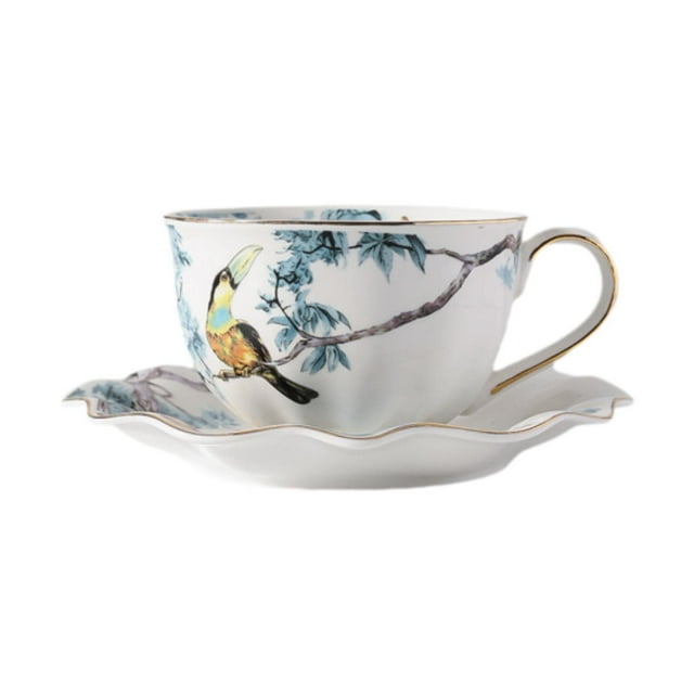 Tazas de café, latte, regalos con diseño floral y asas, tazas de té, y platillo para latte art, para cafés comerciales, capuchinos, té cafés. 200 ml