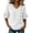 White, variant on Ashirexll Short Sleeve Shirts for Women Summer Solid Color V-Neck Three Quarter Pleated Sleeve Button Down Slit Top T-Shirt