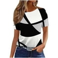 thumbnail image 2 of JTZGDY Womens Tops Loose Fit Casual Short Sleeve Round Neck Boho Floral Printed T-Shirts Trendy Oversized Basic Tunic Blouse Gray#02 S, 2 of 4