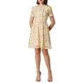 thumbnail image 1 of INSPIRE CHIC Women's Floral Ruffle Decor Puff Short Sleeves Chiffon Dress XL Pink, 1 of 8