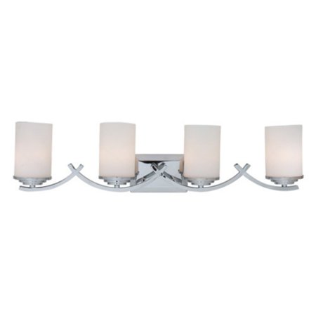 Chrome Transitional 1 Light (Y Decor L4090-4V-CH Modern Transitional Traditional 4 Light Bathroom Vanity Light Chrome Finish with White Glass Shade By Y)