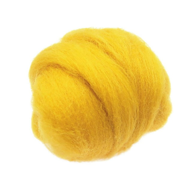 Yellow Wool Roving Felting for Adults Beginner Felting Fer Hand DIY Craft Materials,10 Gram