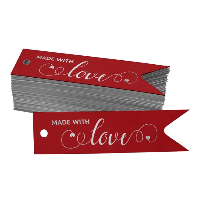 Inkdotpot Silver Foil Paper Hang Tags Made With Love Text Favor Tags 100 Pieces