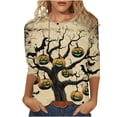 thumbnail image 2 of Heisall Womens Tops 3/4 Sleeve Round Neck Loose Casual Blouses Halloween Print Tshirts Festive Fashion 2025 New Arrival, 2 of 5