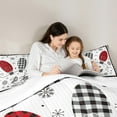 thumbnail image 4 of Homewish Merry Christmas Child Bedding Comforter Set 7pcs, Kawaii Xmas Snowflake Queen Bedding Sets, Square Checkered Plaid Queen Sheet Sets, Luxury Bedroom Decor, 4 of 7