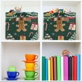 thumbnail image 6 of Yayeee Canvas Storage Basket with Handles for Shelves Fabric Bins Closet Organizer, Green Christmas Gingerbread, 6 of 8