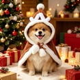 thumbnail image 5 of Tdxkok Brown Deer Pet Cape with Drawstring Hood Two Furry Balls Costume for Cats and Small Dogs Christmas Holiday Outfit, 5 of 9