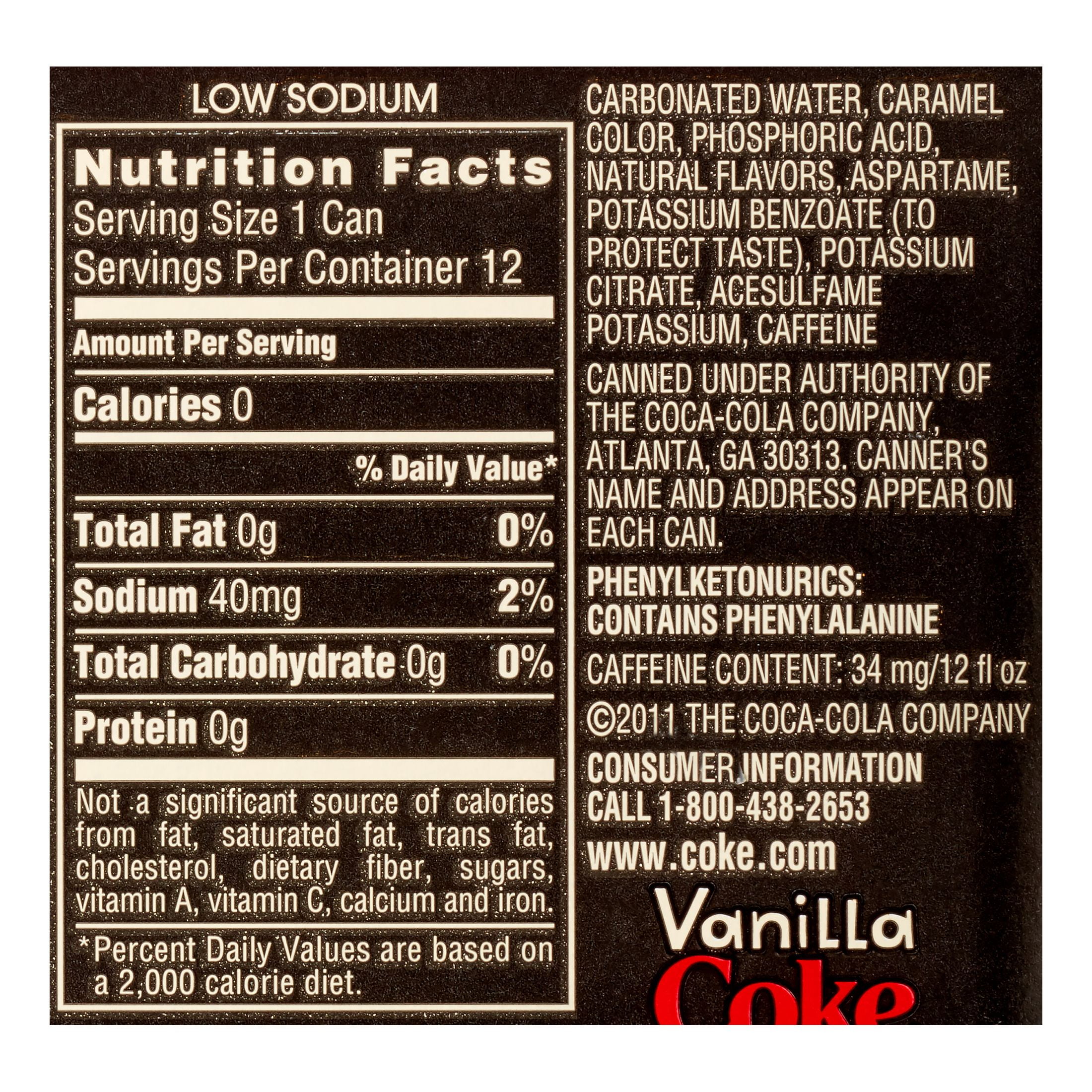 Zero Coke Nutrition Facts NutritionWalls Zero Coke Nutrition Facts NutritionWalls