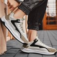 thumbnail image 2 of XIMIN Men's Suede Leather Platform Lace-Up Low Top Colorful Block Sneakers Non Slip Fashion Comfortable Lightweight Street Style Walking Workout Sport Work Tennis Shoes, 2 of 8