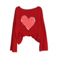 thumbnail image 4 of qucoqpe Valentine's Day Womens Tops Fashion Heart Love Printed Crew Neck Pullover Shirts Long Sleeve Sweatshirts, 4 of 5