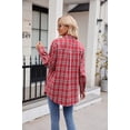 thumbnail image 4 of Anbech Plaid Pocket Shirt for Women Lapel Button Down Blouse Casual Long Sleeve Tops, 4 of 7