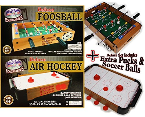 & NEON Foosball Games Gift Set Bundle Extra Pucks Soccer Mattys Toy Stop Deluxe Wooden Mini Tabletop NEON Air Hockey Extra Balls 2 Pack 