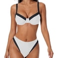 thumbnail image 4 of Womens Push Up High Waisted Bikini Set with Underwire Colorblock V Neck Tummy Control 2 Piece Swimsuit for Beach White XL(XL), 4 of 9
