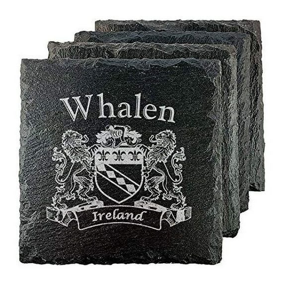 Whalen Irish Coat of Arms Slate Coasters - Set of 4