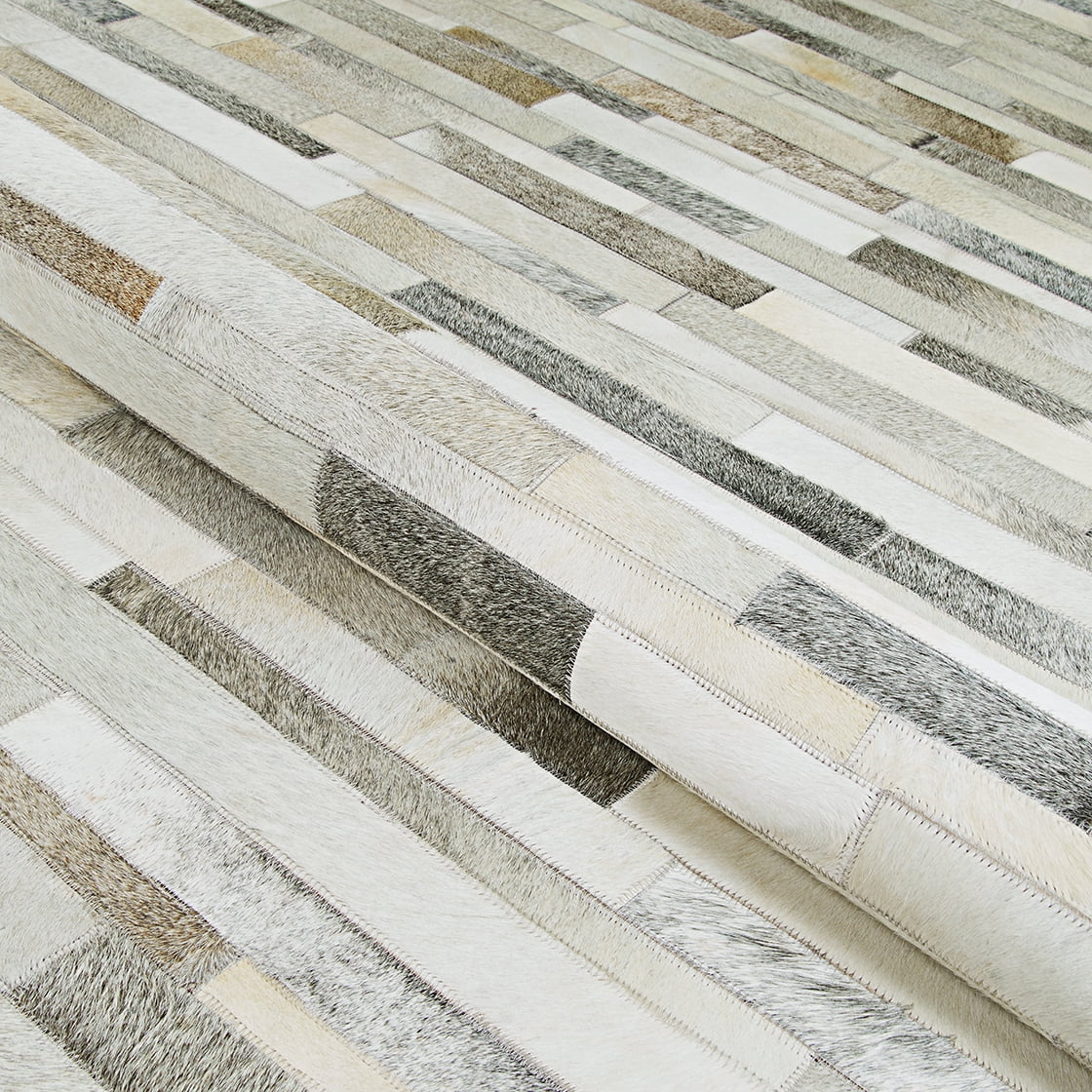 Couristan Chalet Plank 8' X 11'4" Grey-Ivory Handmade Cowhide Rug