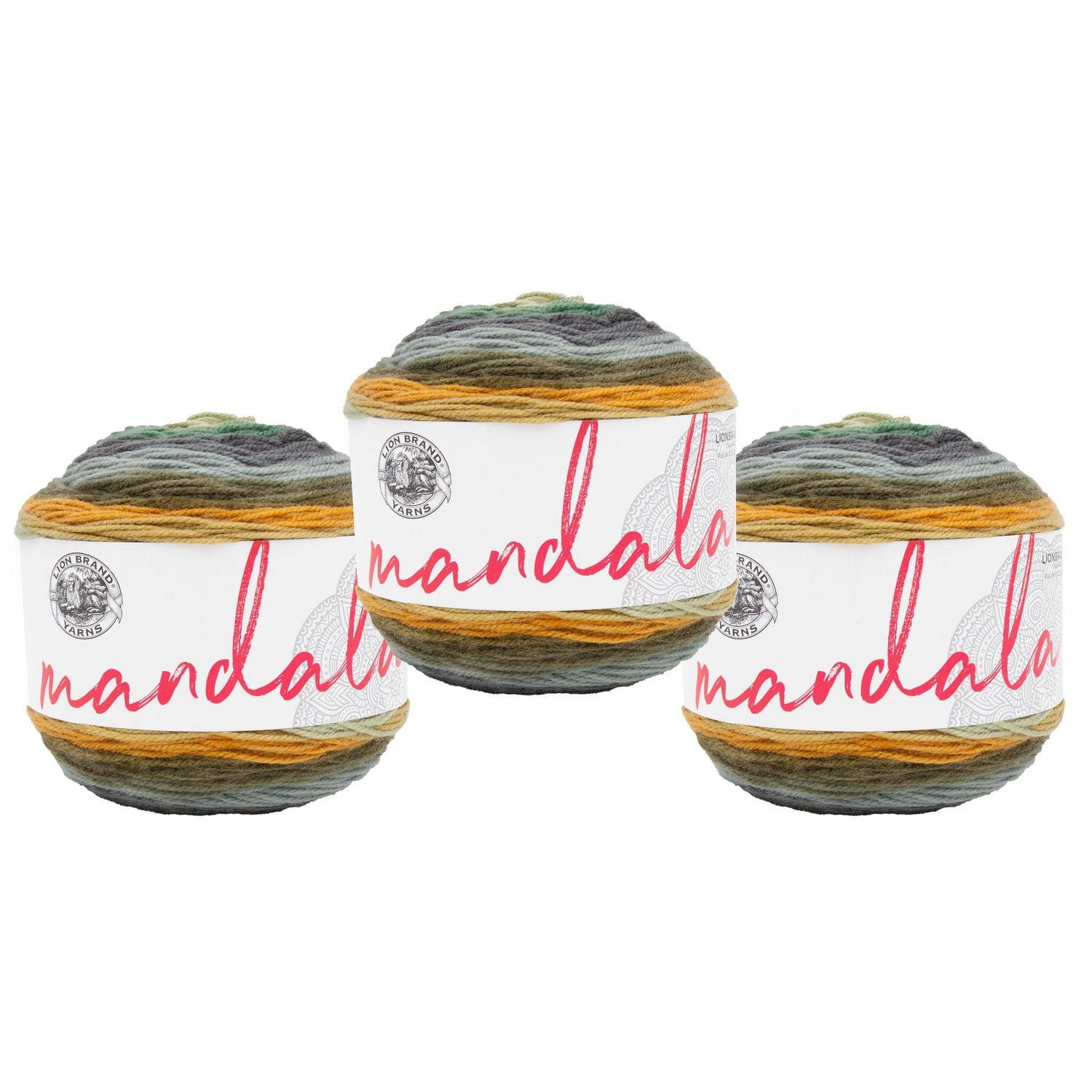 Lion Brand Yarn Mandala Multicolor Light DK Acrylic 3 Pack Yarn