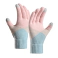 thumbnail image 2 of Gants Tricotés pour Femmes d'Hiver pour Garder au Chaud Écran Tactile Poignets Élastiques Gants Doux à Doigts Complets Mitaine Gants Mitaines Gants d'Hiver Rouges, 2 of 7
