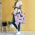 thumbnail image 4 of FORMRS Womens Canvas Tote Bag with Zipper Inner Pocket Shoulder Handbag, Light Purple Halloween Black Cat, 4 of 7