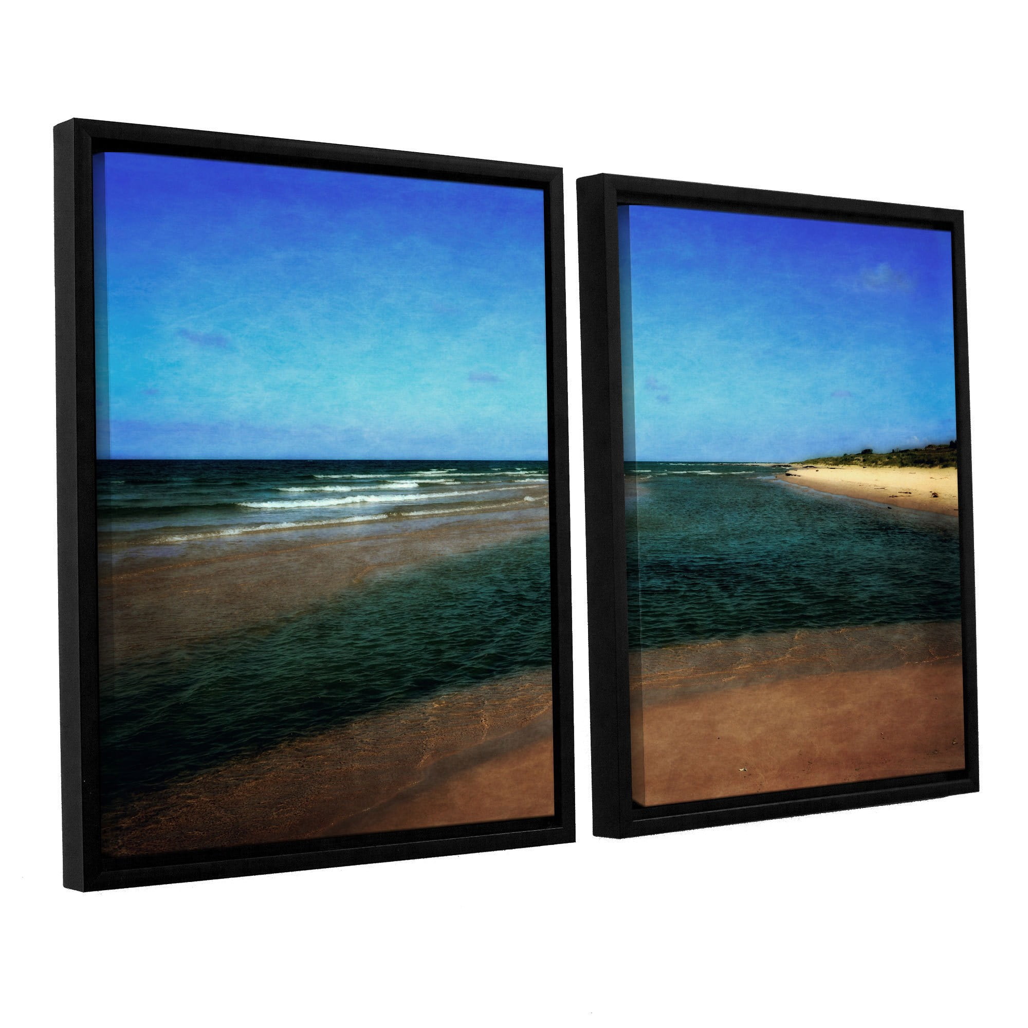 ArtWall Kevin Calkins "Sandbar with Blue Sky" 2-Piece Floater Framed Canvas Set