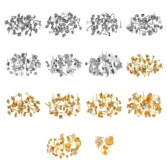 Base de Clou d'Oreille Multi Accessoires en Acier Inoxydable Personnalité Épingles d'Oreille Fixation Décorations Porter Bricolage Outil de Fabrication de Bijoux Couleur Acier 10 mm