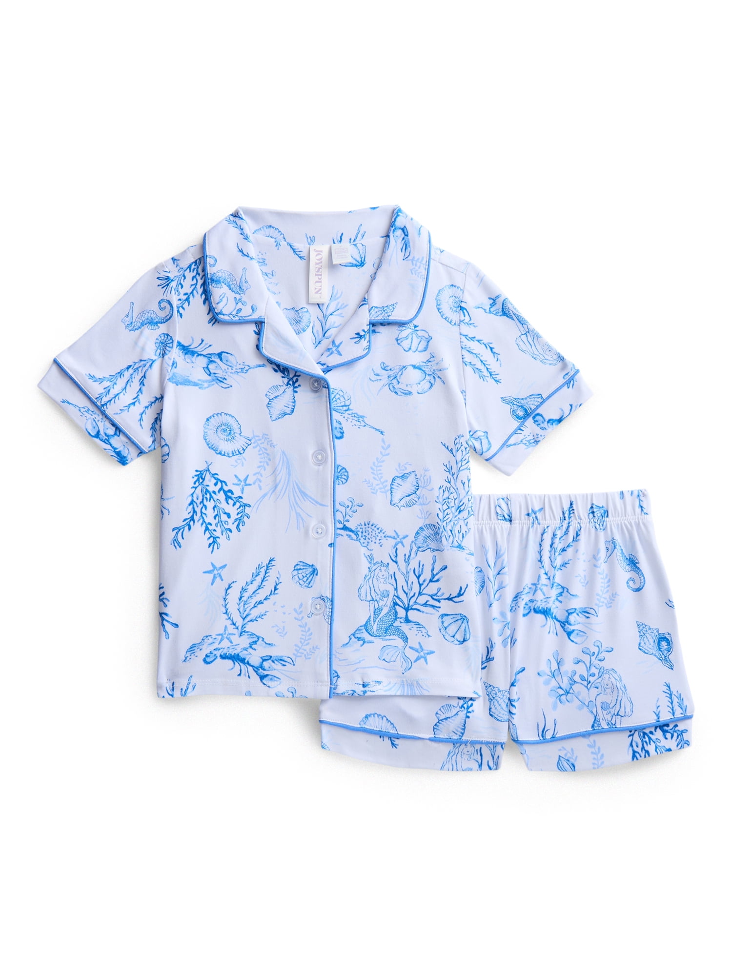 Joyspun Toddler Mommy and Me Notch Collar Top and Shorts Family Matching Pajama Set, Sizes 2T-5T