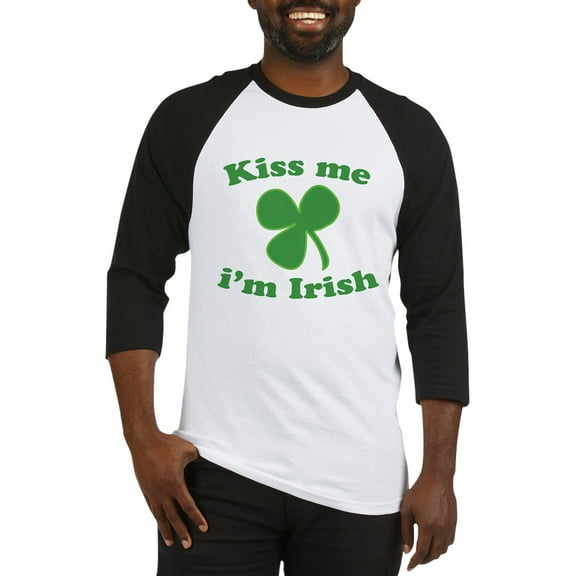 CafePress - Kiss Me Im Irish St Patricks Day Baseball Jersey - Cotton Baseball Jersey, 3/4 Raglan Sleeve Shirt