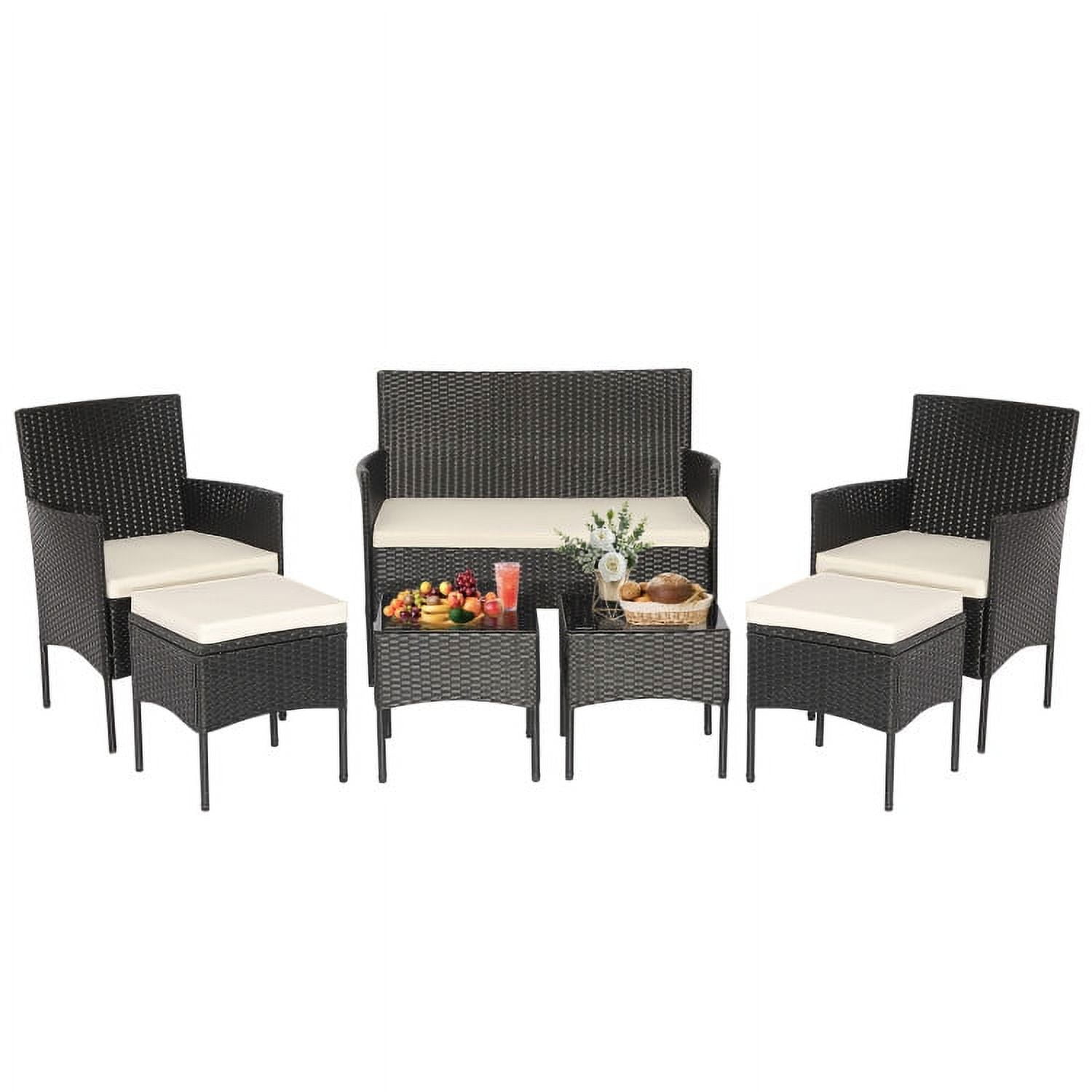 Aimee Lii 7 Pieces Outdoor Wicker Sofa Set with Coffee Table, Backyard Furniture, Rustproof Aimee Lii 7 Pieces Outdoor Wicker Sofa Set with Coffee Table, Backyard Furniture, Rustproof