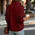 thumbnail image 5 of Warm Winter Women Solid Cowl Neck Button Sweatshirt Long Sleeve Loose Fit Soft Casual Pullover Wine, 5 of 8